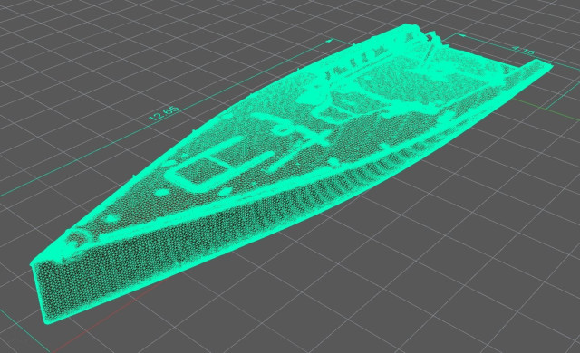 tschuss fast 40 yacht point cloud mesh wireframe